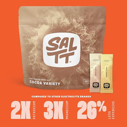 SALTT Electrolytes Powder Packets, Cocoa Variety Pack (30 Packets) - Magnesium, Potassium, Sodium