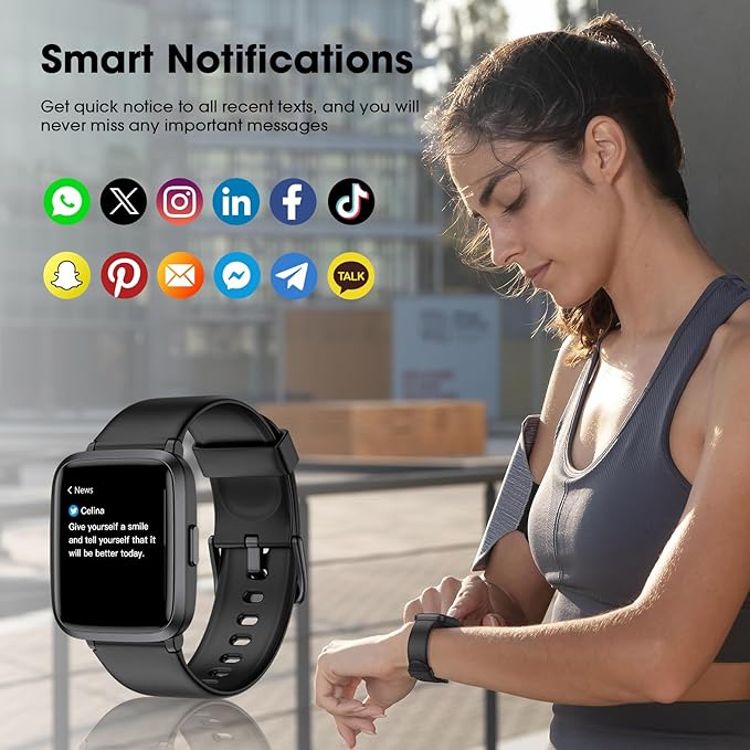 Fitness Tracker, Fitness Watch with Blood Oxygen, Blood Pressure & Heart Rate Monitor, Steps