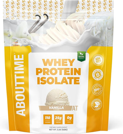 About Time Whey Protein Isolate Powder 25g Vanilla, Natural Ingredients, Non-GMO, Gluten-Free