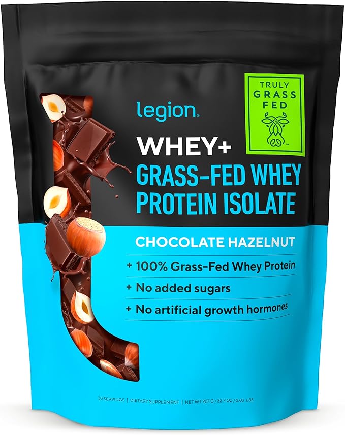 LEGION Whey+ Protein Whey Isolate from Grass Fed Cows - Whey Protein Isolate Powder Low Calorie