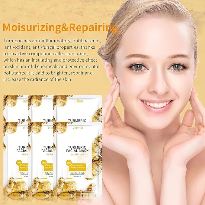 10 Sheets Masks Turmeric Face Sheet Mask for Women, Hydrating Face Masks Skincare, Facial Mask