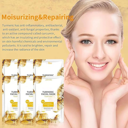10 Sheets Masks Turmeric Face Sheet Mask for Women, Hydrating Face Masks Skincare, Facial Mask