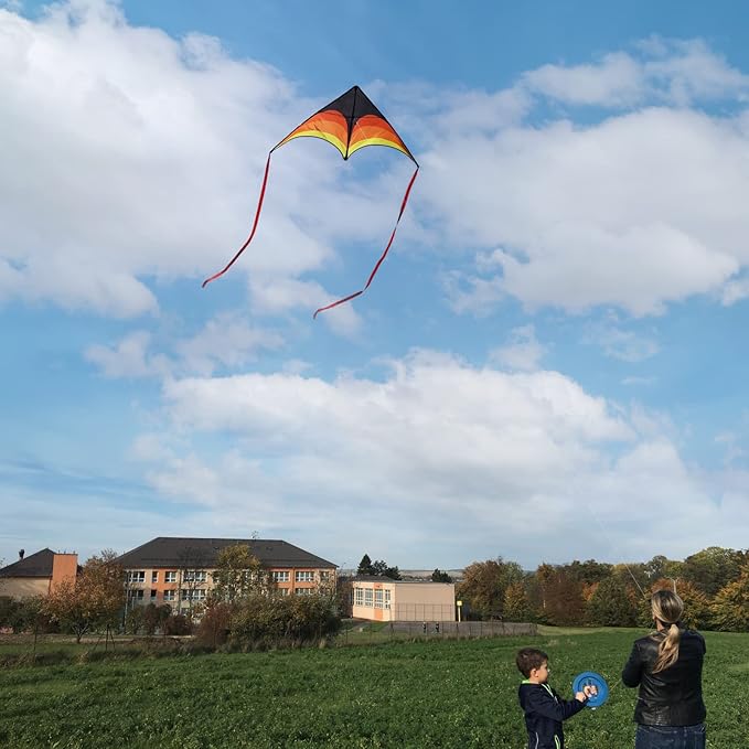 Delta Kite for Kids & Adults - Easy to Fly Large Single Line Beach Kite with 300ft String Handle