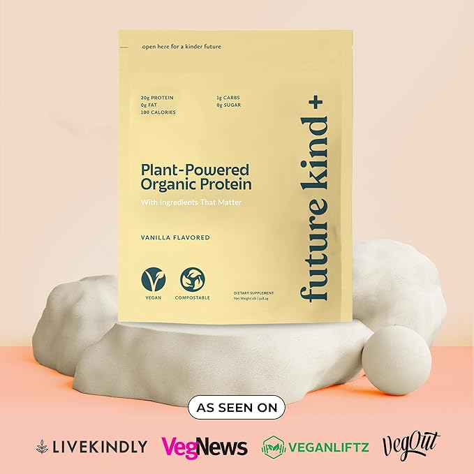 Future Kind Vegan Protein Powder, Vanilla, Pea Plant Protein for Lean Muscle with Iron & Fiber
