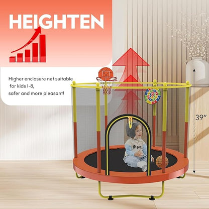 72" Trampoline for Kids with Net,6 FT Indoor & Outdoor Small Toddler Trampoline with Basketball