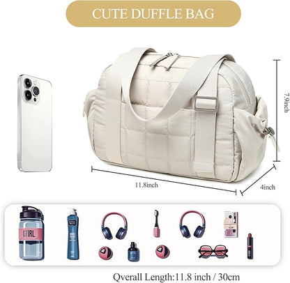 CAMTOP Mini Gym Bag for Women, Small Gym Tote Bag Puffy Quilted Sports Duffel Bag with Wet