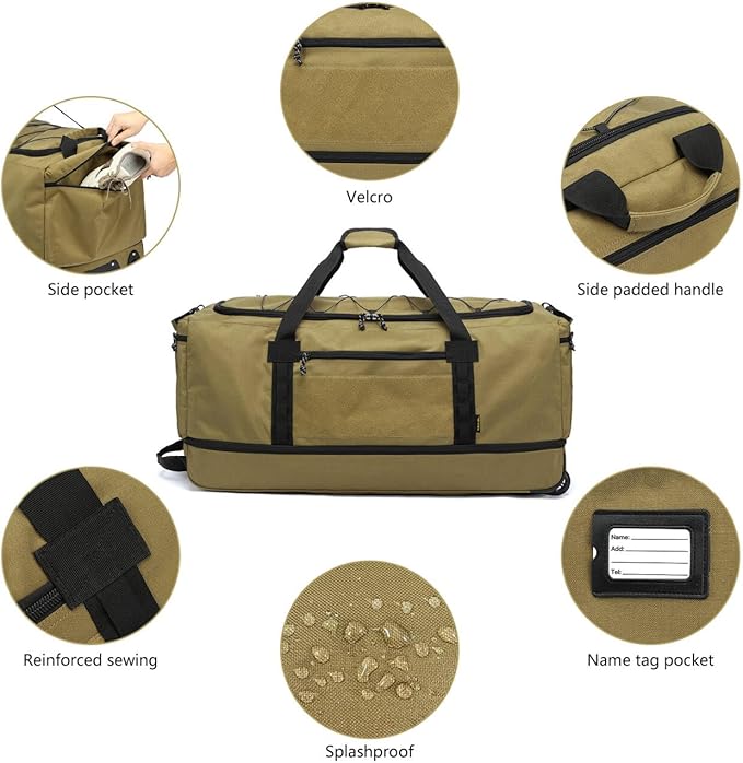 Laripwit Collapsible Duffle Bag with Wheels 130-170L Extra Large Expandable Travel Duffel Bag for