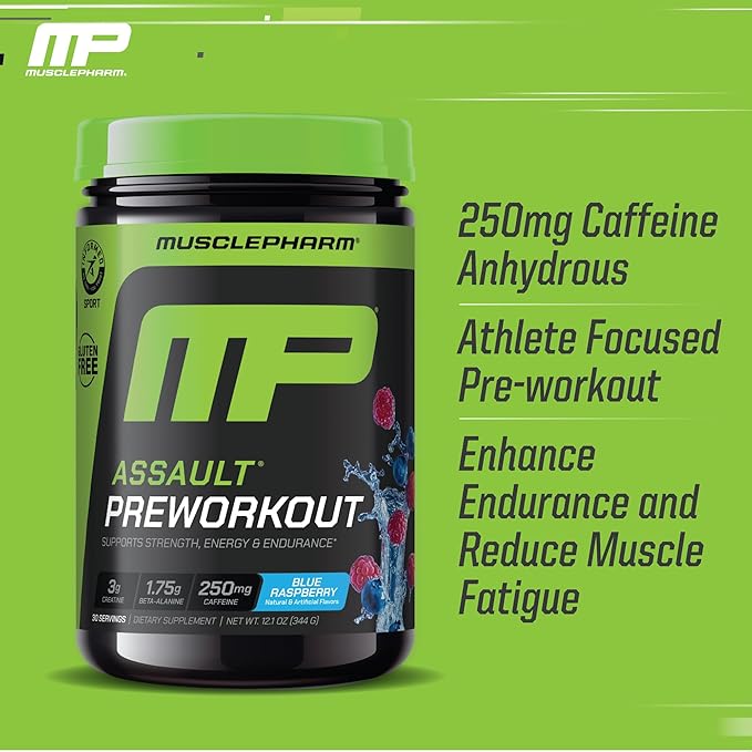 Muscle Pharm Assault Energy & Strength Pre Workout Powder for Men & Women with Beta Alanine