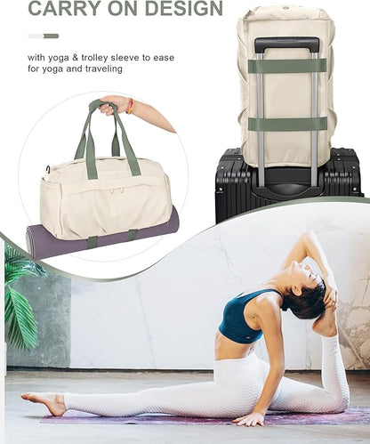 Gym Bag for Women Duffle Bag with Shoe Compartment Yoga Mat Bag Sports Workout Bag Weekend