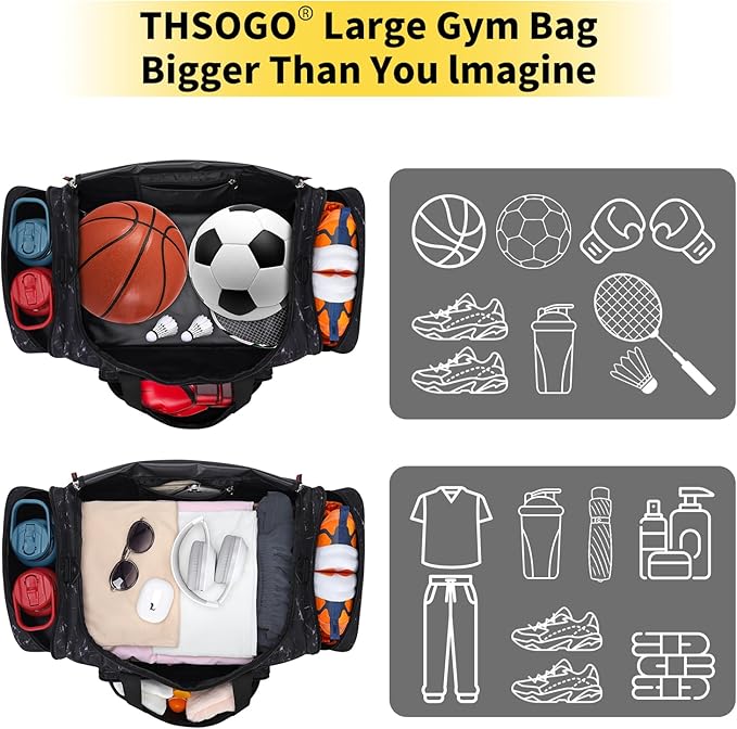 22 inch Gym Bag for Men - 55L Large Travel Duffle Bag Sports Equipment Bag with Multiple Zippered