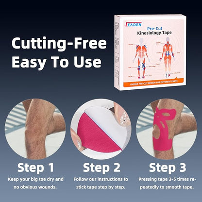 IEADEN Precut Kinesiology Tape for Knees, 10 Pcs - Knee Support & Stability, Knee Pain Relief