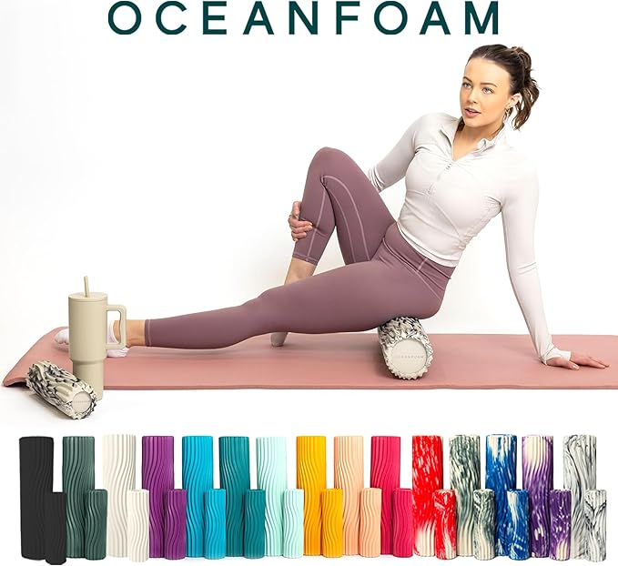 Oceanfoam Ripple Travel Foam Roller (11" x 3.35") Firm Mini Foam Roller for Physical Therapy, Deep