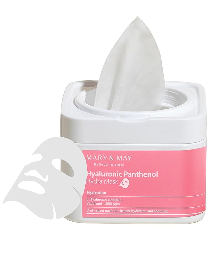 Mary&May Hyaluronic Panthenol Hydra Mask - Daily Pull Out Sheet Mask for Intense Moisturizing and