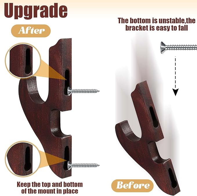 Chunful 2 Pcs Sword Wall Mount Sword Holder Katana Stand 1 Tier Hanger Adjustable Wooden Mounts for
