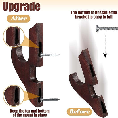 Chunful 2 Pcs Sword Wall Mount Sword Holder Katana Stand 1 Tier Hanger Adjustable Wooden Mounts for