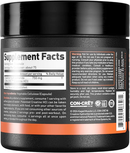 Kaged Creatine HCl Capsules | Unflavored | Muscle Building & Recovery | Patented Creatine