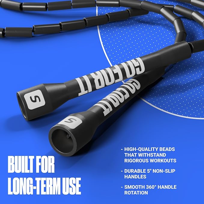 Sportbit Elite Beaded Jump Rope - Adjustable Speed Rope for Fitness, CrossFit, Boxing