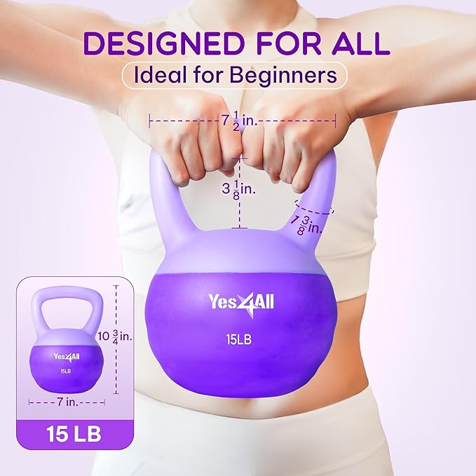 Yes4All Soft Kettlebell, PVC Kettlebells Exercise Weights & Color-Coded Strength Training