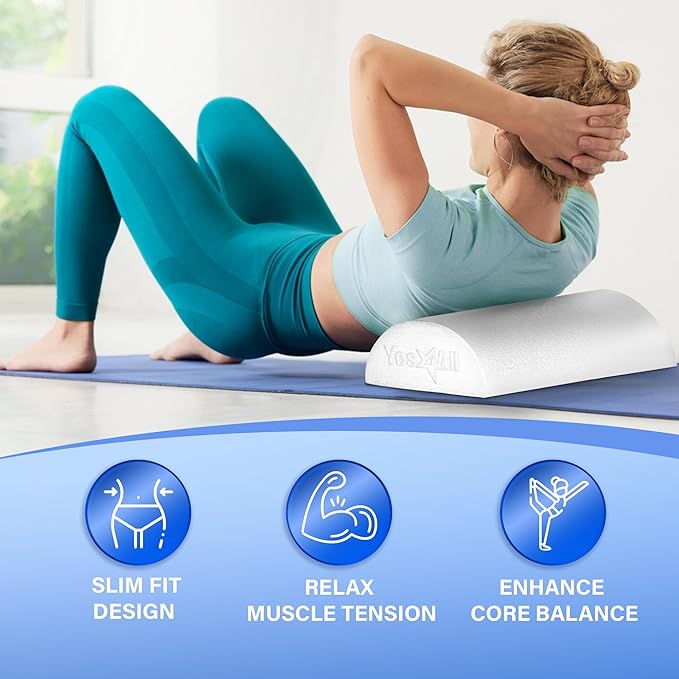 Yes4All Medium Firm Half Foam Rollers for Post-Workout Relaxation, 12/18/24/36 inch PE Foam Roll