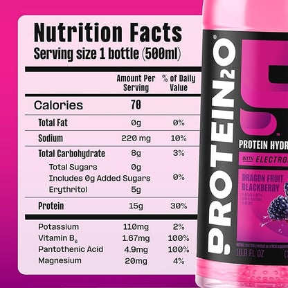 Protein2o Hydration Drink - 2-in-1 Liquid Clear Whey Protein Isolate and Electrolyte Drink - 15g