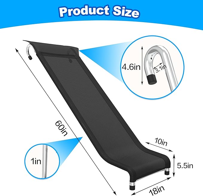 Trampoline Ladder Slide Kit, Trampoline Universal 3 Steps Wide Ladder & Buffer Slide,Universal Step