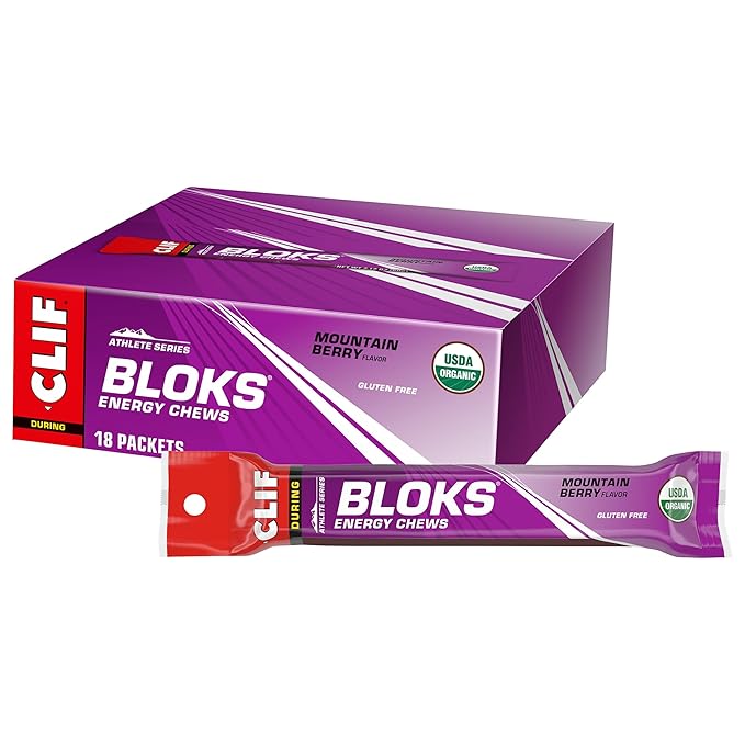 CLIF BLOKS - Mountain Berry Flavor - Energy Chews - Non-GMO - Plant Based - Fast Fuel for Cycling