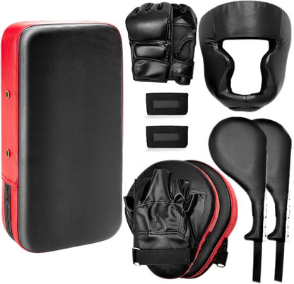 10 In1 Punching Mitts Kick Pad Set Taekwondo Pads Boxing Mitts Focus Pads Boxing Gloves Safety Head