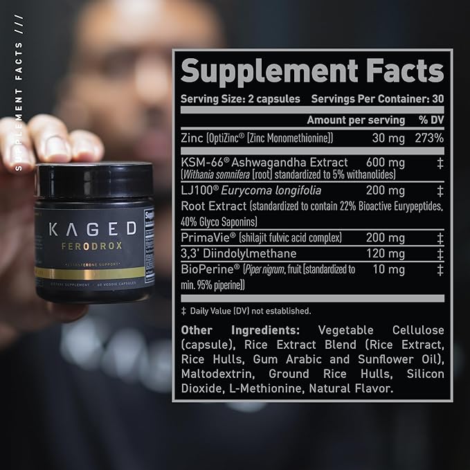 Kaged Test Capsules | Unflavored | Testosterone Booster Ferodrox | Premium Hormone Managment |