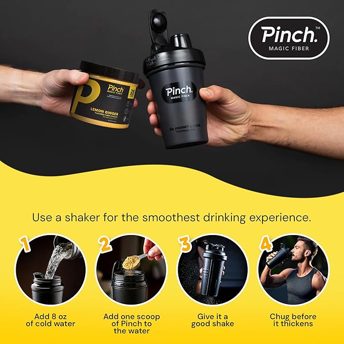 Pinch Magic Sugar Free Fiber Powder ??Light Lemon Ginger Psyllium Husk with Bromelain & Vitamins C