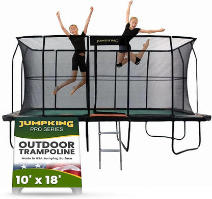JumpKing Rectangle Trampoline Outdoor with Enclosure, Ladder, and Net, Large Recreational