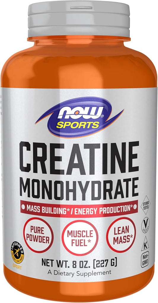 NOW Foods Sports Nutrition, Creatine Monohydrate Powder, Mass Building*/Energy Production*, 8-Ounce