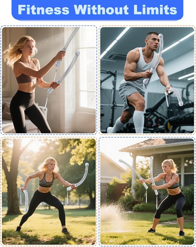 2PCS Weighted Ropeless Battle Ropes for Home Gym, Heavy Duty Arm Exerciser for Strength Training