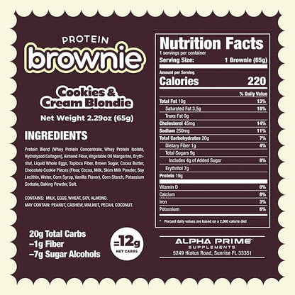 Prime Bites Protein Brownie from Alpha Prime Supplements | High Protein, Collagen Fortified Low