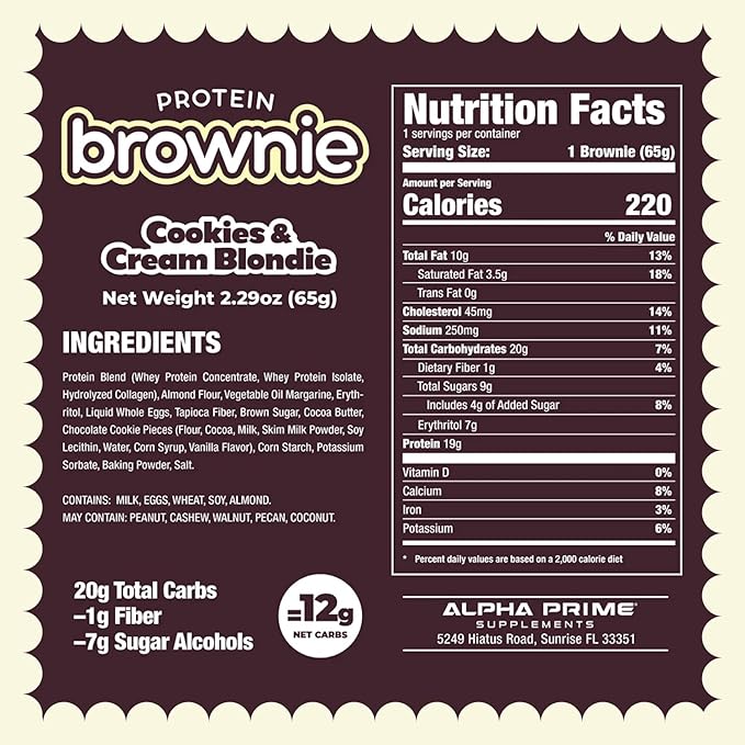 Prime Bites Protein Brownie from Alpha Prime Supplements | High Protein, Collagen Fortified Low