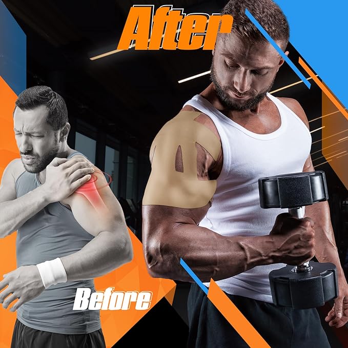 20 Count Kinesiology Tape for Shoulder Pain Relief Pre Cut Sports Waterproof Breathable Enhance