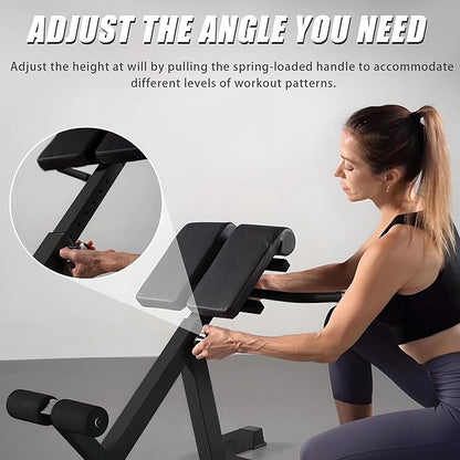 Roman Chair Back Extender - Angle & Height Dual Adjustable Hyperextension Bench for Home Gym