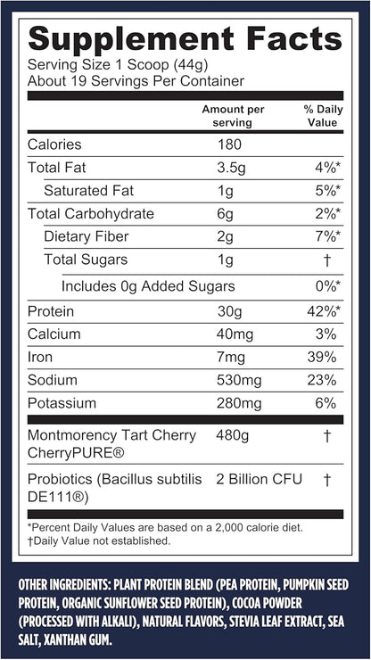 Vega Sport Vegan Protein Powder + Recovery - 30g Plant Based Protein per Serving, Chocolate, 19