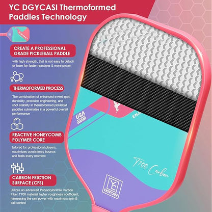 YC DGYCASI 16mm Pickleball Paddles Professional, USAPA Approved, T700 Carbon Fiber Pickleball