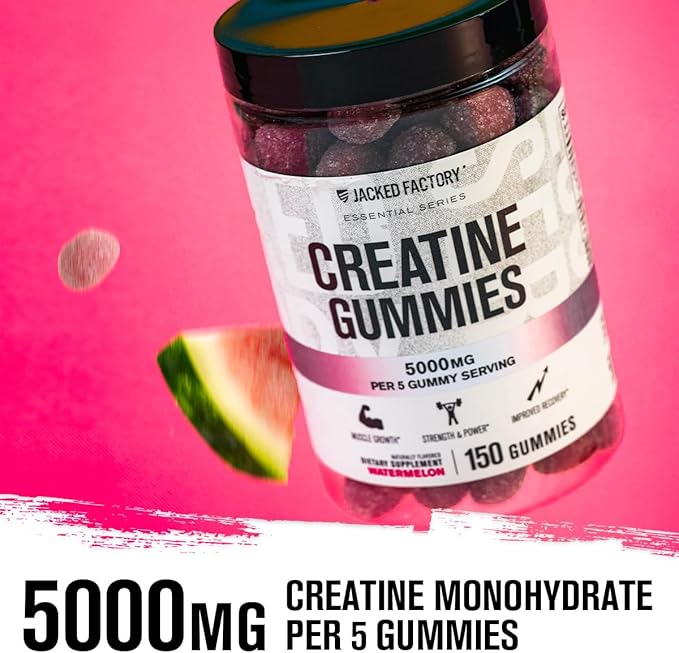Jacked Factory Creatine Monohydrate Gummies 150g - 5g Daily Creatine Supplement for Men and Women