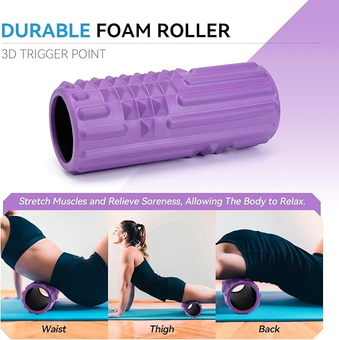 5 in 1 Foam Roller Set, High Density Fitness Exercise Foam Roller for Deep Tissue Muscle Massage