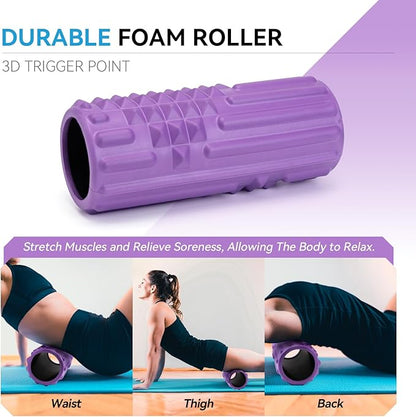 5 in 1 Foam Roller Set, High Density Fitness Exercise Foam Roller for Deep Tissue Muscle Massage