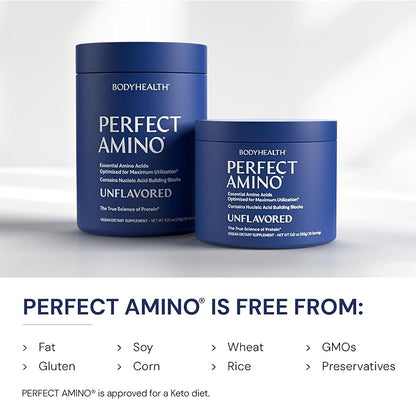 BodyHealth PerfectAmino Powder - BCAA and EAA Powder for Pre and Post Workout - Amino Acid Energy