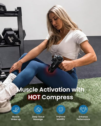 RENPHO Massage Gun Deep Tissue with Charging Stand, Heat and Cold Head, Percussion Body Muscle