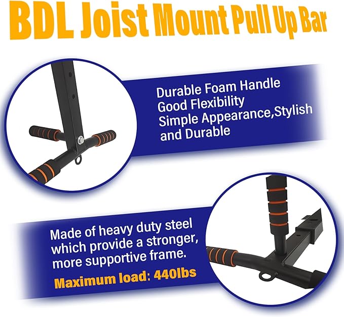 BDL Wall Mounted Pull Up Bar Chin Up bar Multifunctional Dip Station for Indoor Home Gym Workout