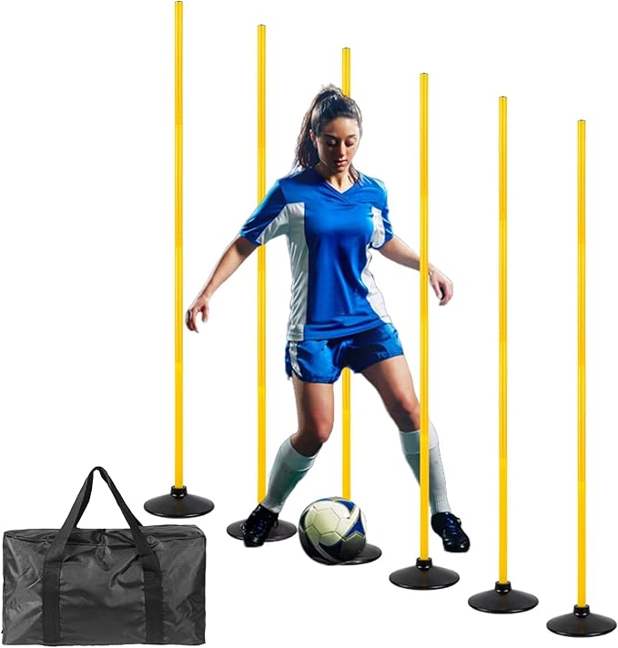 6 Pcs 5 FT Adjustable Agility Training Poles for Soccer,Basketball,Football, Horse,Dog-Speed and