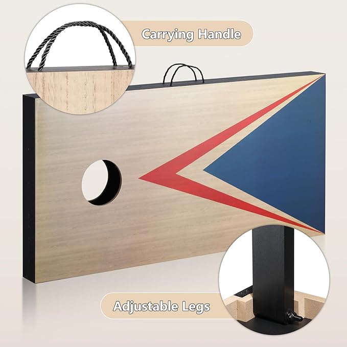 Cornhole Sets 4 x 2 ft with 8 Bean Bags Regulation Size, Corn Hole Games for Adults Outdoor Bean