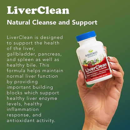 Ridgecrest Herbals LiverClean, Herbal Liver Support Supplement, Blessed Thistle, Dandelion, Detox