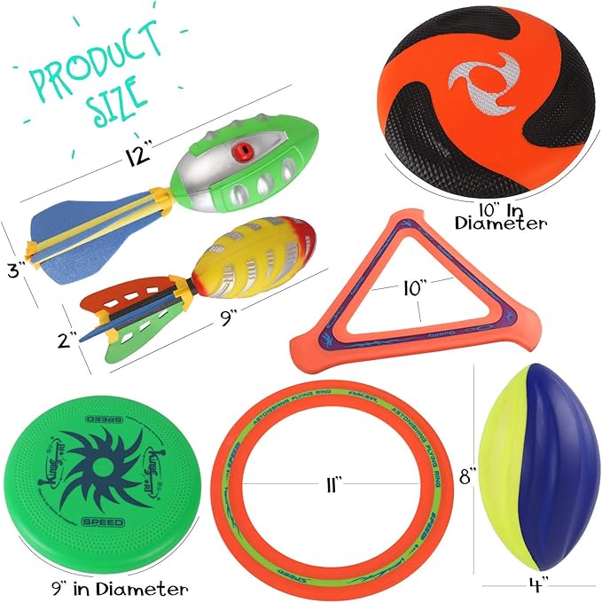 8-in-1 Sports Combo Play Set - Ultimate Outdoor Family Backyard Games with Foam Football, Flying