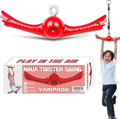 Ninja-Twister Swing Spins Set: Slackline Attachments - 360° Handle Twist-Spin Flips Toy Activate