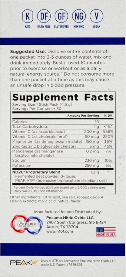 N.O. Beetz Nitric Oxide Supplement for Pre-Workout & Endurance | Beetroot, Peak ATP & Electrolytes